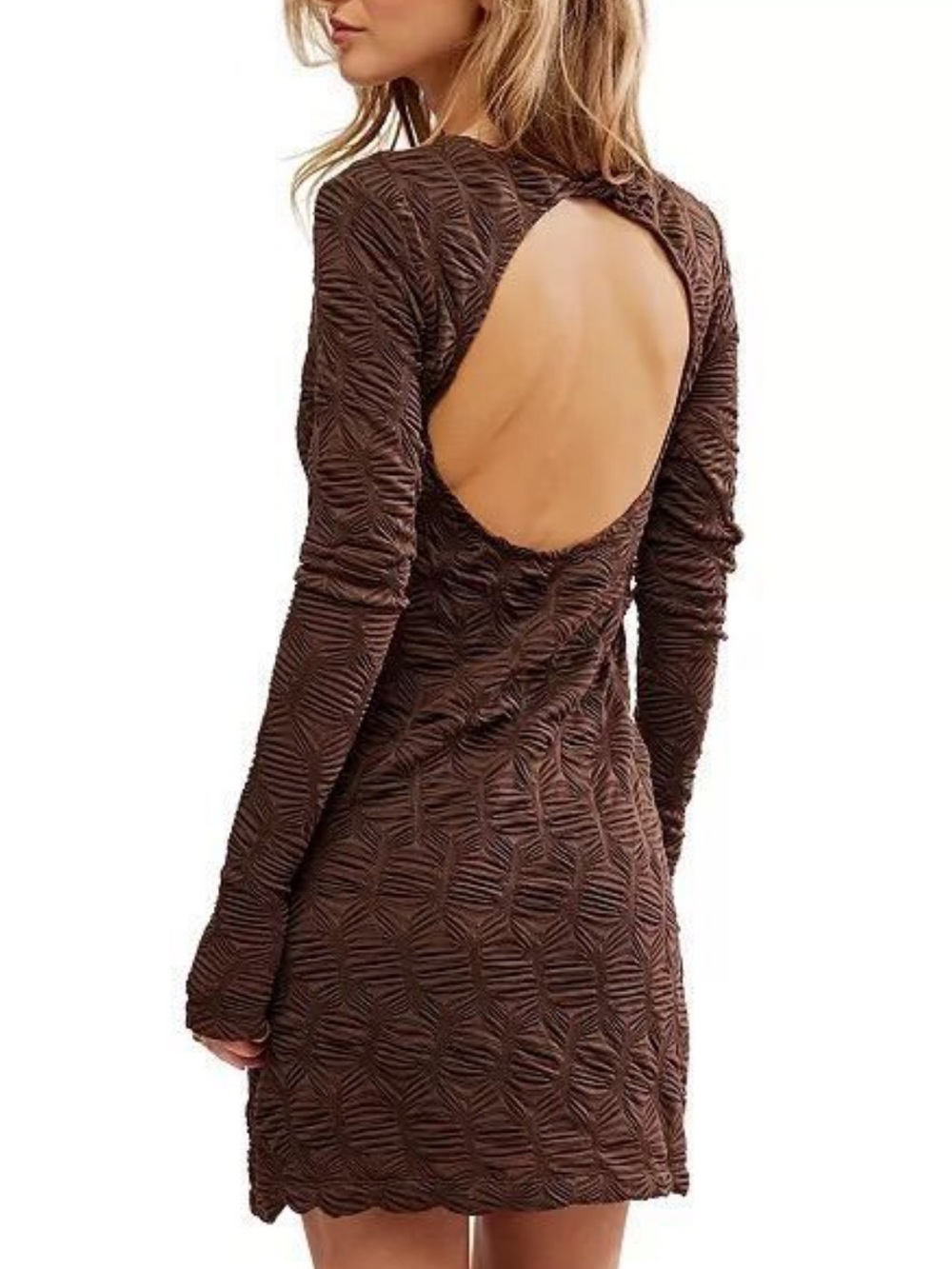 (Small) $128.00 MSRP NWT Free People Paulie Mini Dress | Open
Back Textured